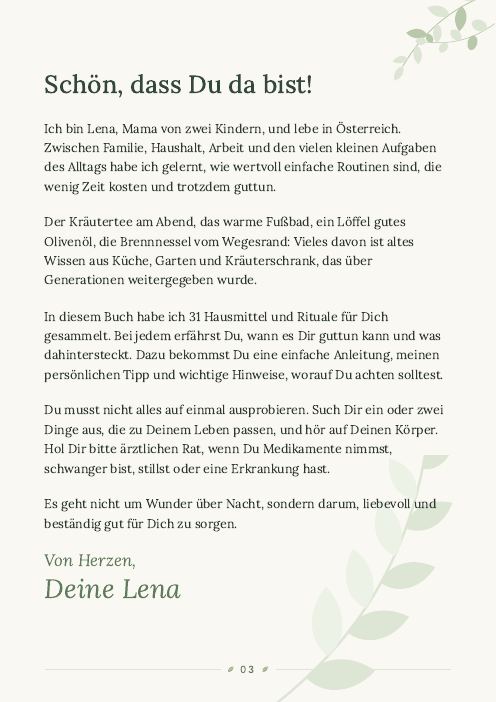 Beispielseite: Lenas Willkommen